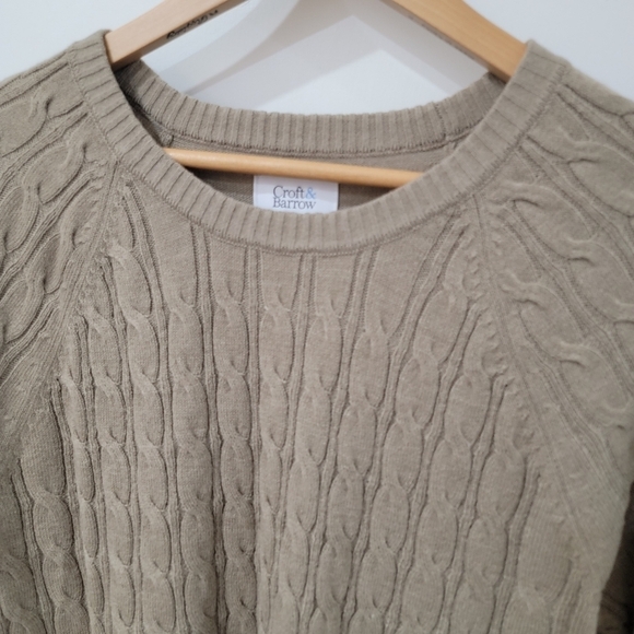 Croft & Barrow Crew Neck Sweater Long Sleeve Ribbed Tan Size Medium - Picture 3 of 14